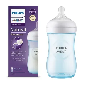 Philips Avent Natural Response Blue Baby Feeding Bottle (1+) - 260ml (Model: SCY903/21)